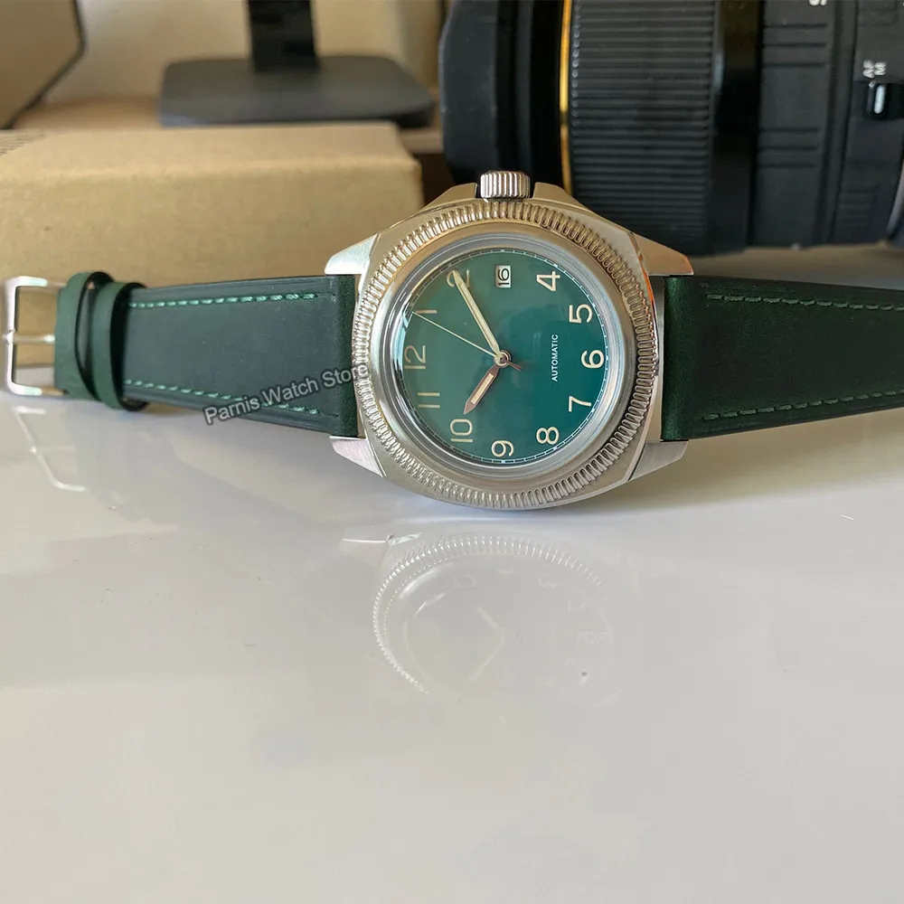 Parnis nuovo arrivo 41mm Giappone NH35 orologio meccanico automatico da uomo cinturino in pelle
