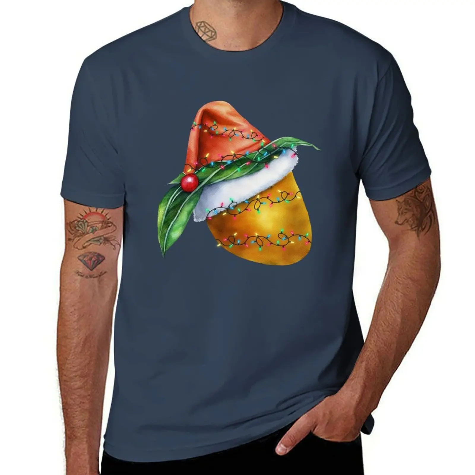 

Mango Christmas Tree Lights Xmas Fruit Mango T-Shirt Street Art Print Tee Shirt