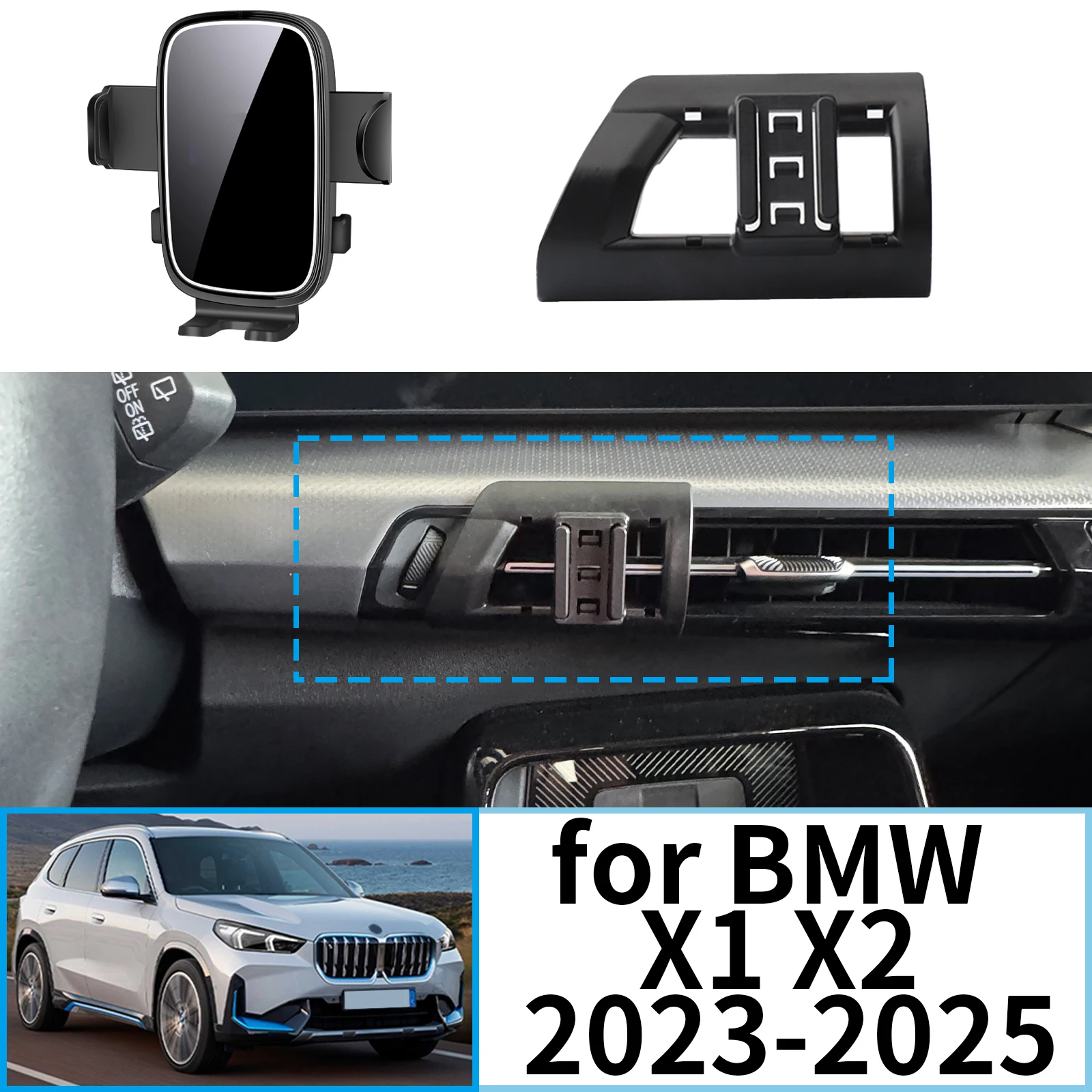 

fit for BMW X1 X2 2023 2024 2025 ​​Stable Clip-On Phone Holder​​ Mount Screen Base No Vibration​ Car accessoires