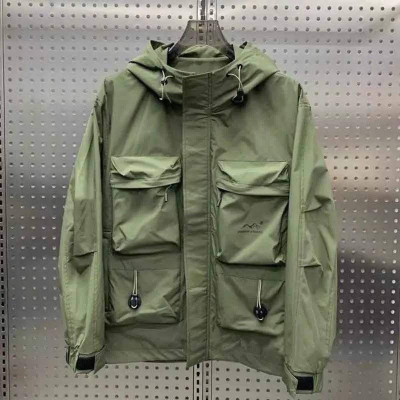 

Fall 2025 New Men's Hooded Work Suit Jacket Youth Versatile Multi-Pocket Windproof Loose Casual Jacket