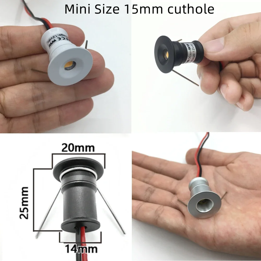 1W Mini LED Downlight Dimbare Outdoor Spotlight Trap Kast Licht 12V Zwart Wit Zilver Shell Spot Lamp boot Verlichting