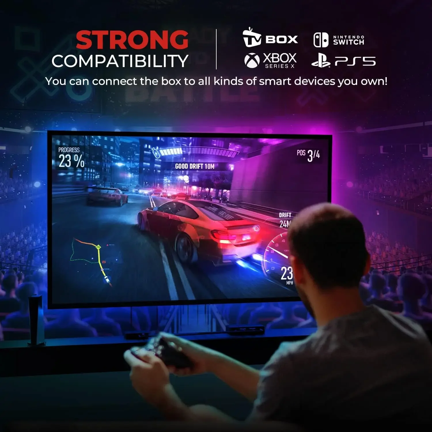 Immersion TV Backlight Strip with HDMI2.0 Sync Box, RGBIC LED Lights Sync with TV,  Compatible with Alexa & Google Assistant