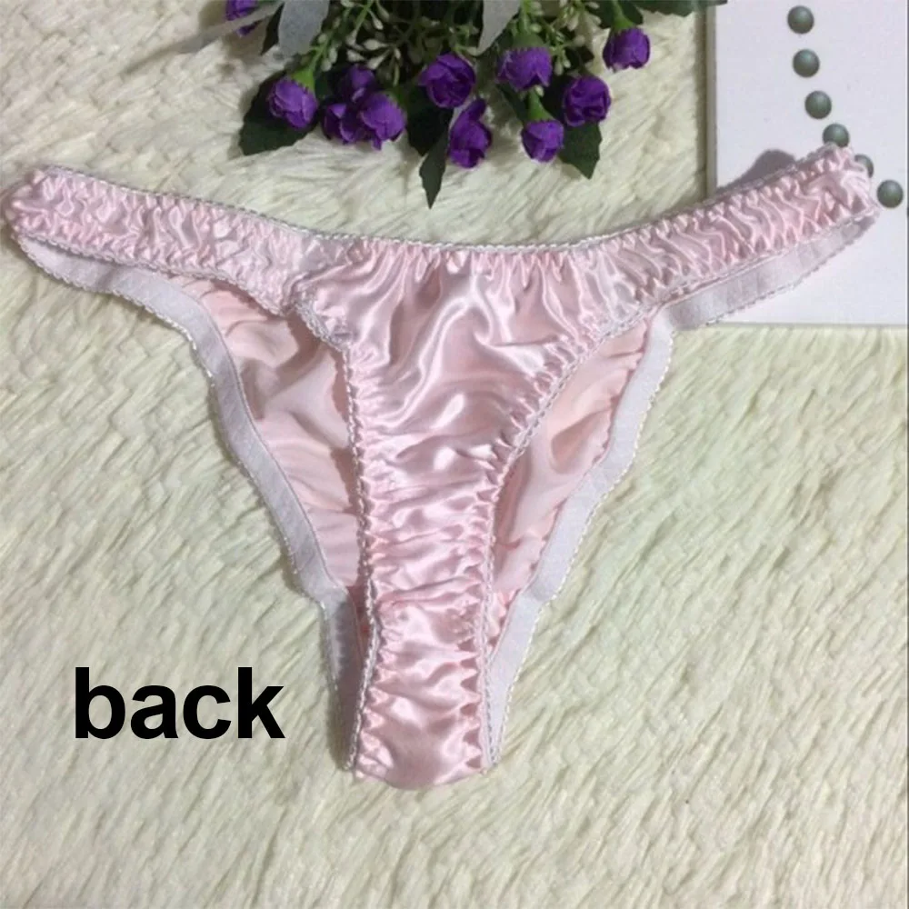 Silk Satin Briefs Men Smooth Soft Underwear G-string Thongs Penis Pouch Underpants Comfortable Panties Bulge Pouch Knicker