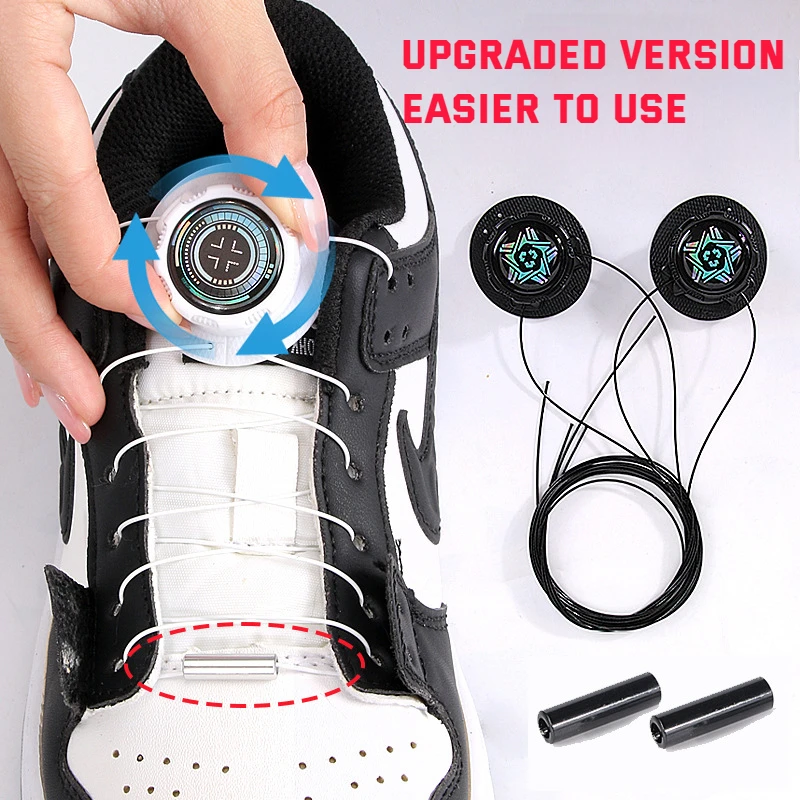 1Pair New Easy Fit Swivel Buckle Elastic Laces Sneakers Automatic Shoelaces Without ties Adults Kids Lazy No Tie Shoe laces