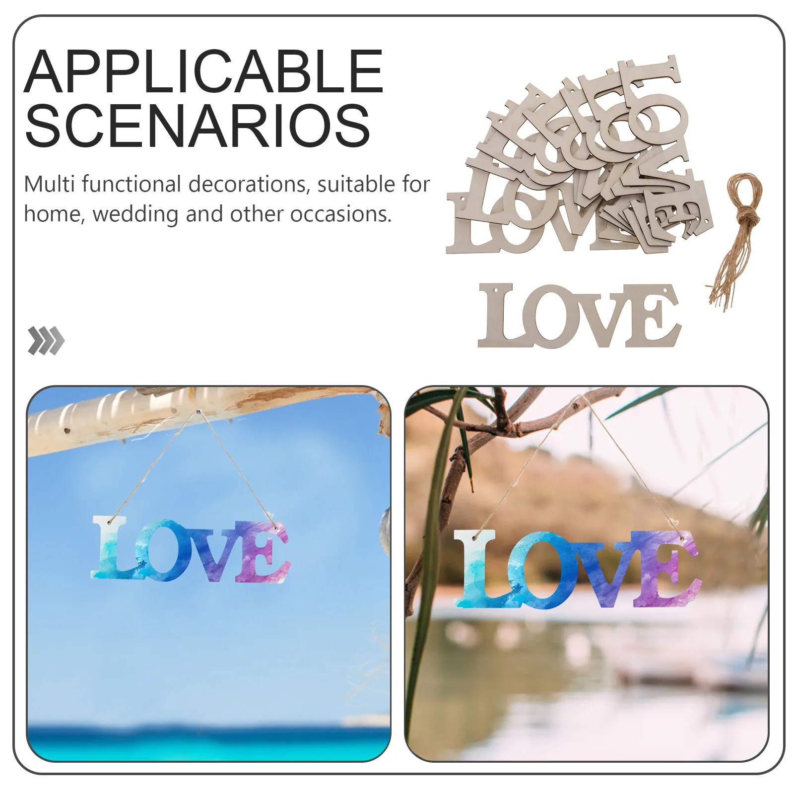 

10 Packs Unfinished Wooden Letters Valentine Love Cutouts Hanging Decor Diy Graffiti Chips Lightweight Wood Slices Home Decors
