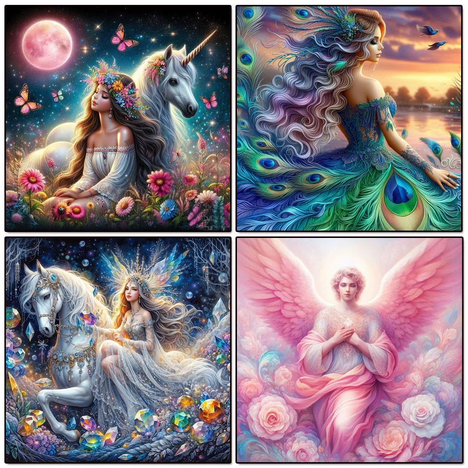 DIY Diamant Kunst Malerei Kits Einhorn Engel Blume Fee Porträt Kreuzstich Strass 5D Diamant Stickerei Kits Wand Dekor