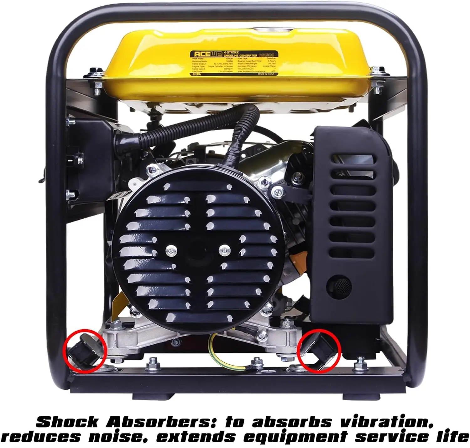 Aceup Energy 1,500W مولد يعمل بالغاز، مولد محمول رباعي الأشواط، متوافق مع EPA