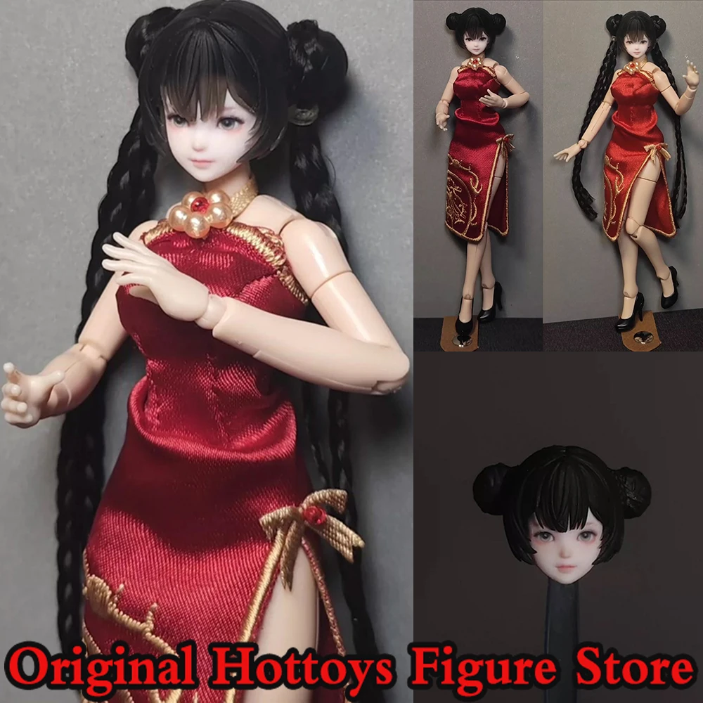 

1/12 Scale Female Soldier Head Sculpture Xiaoyue Makeup Head Carving With Hair Fit 6-inches TBL/Romankey Action Figure Doll Body