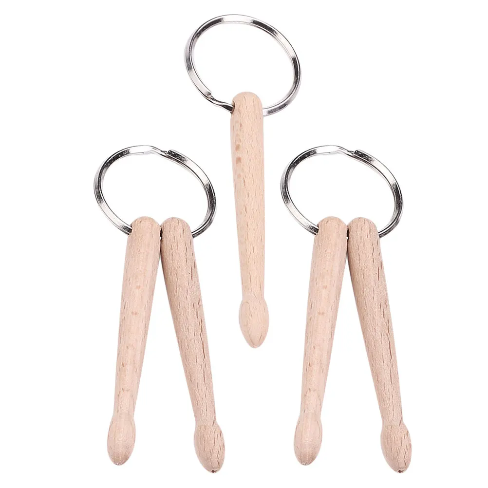 

3 Pcs Band Drum Stick Keychain Keyring Drummer for Men Mini Drumstick Zinc Alloy Charm Man Ornaments