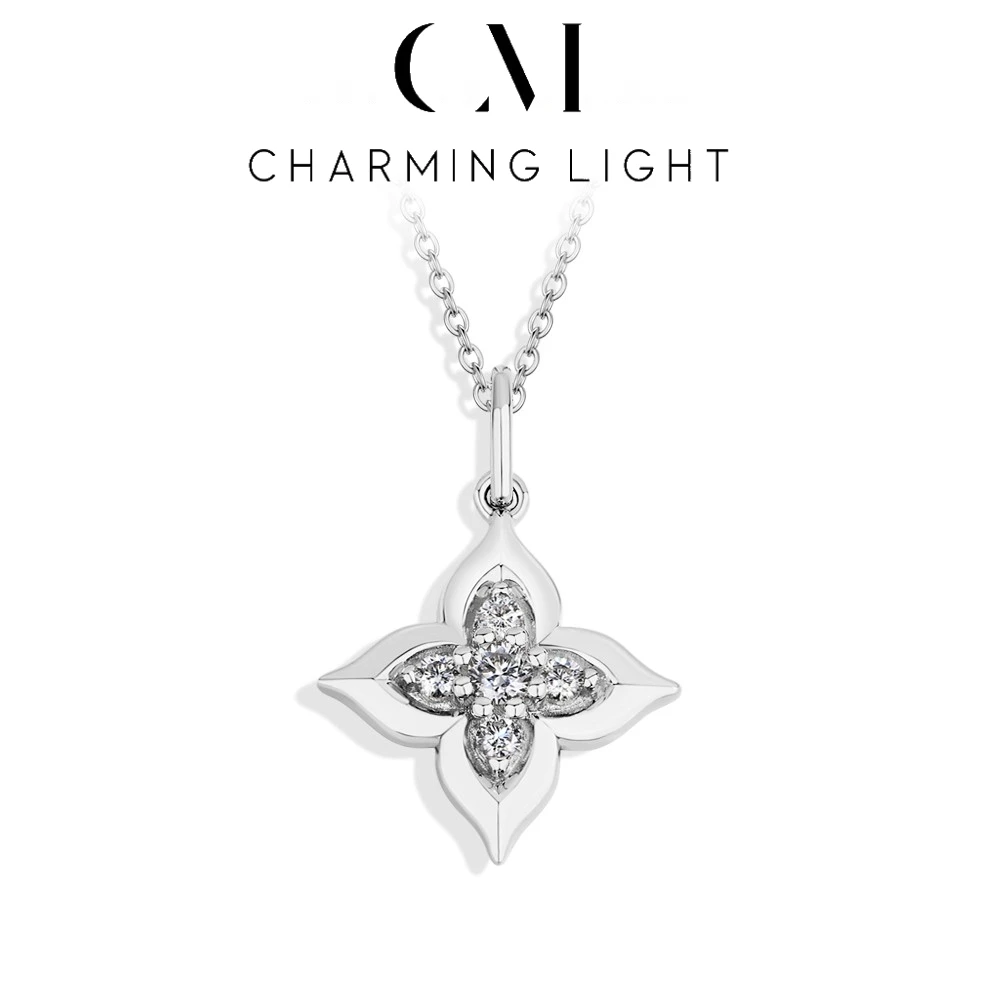 

Charming Elegant Moissanite Diamond Necklace Pendant 18K Gold Plated For Women Eternity Necklace Wedding Fine Jewelry Gifts 50cm