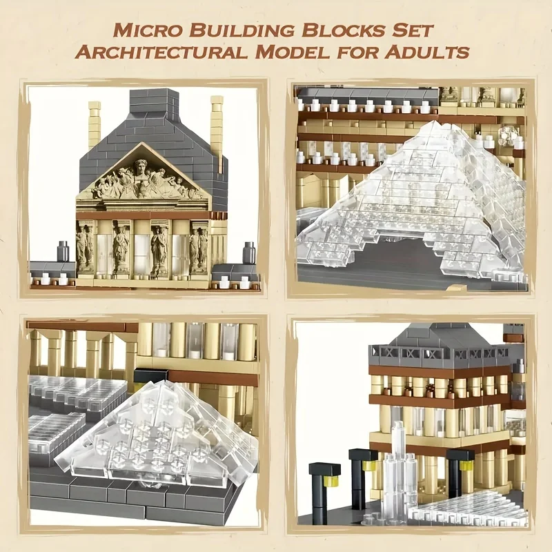 Louvre Replica 3377pcs Building Blocks - Educational DIY castle Model Kit for Adults | 3D Puzzle | Collector's Display Set