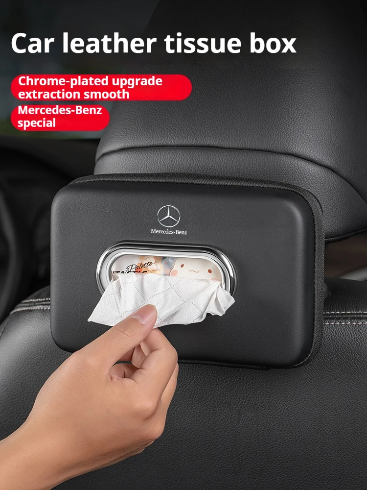

For Mercedes Benz AMG V C A E Class GLC SLK SL GLK GLA ML Vito Car 3D stereoscopic tissue box seat backrest Sun visor tissue box