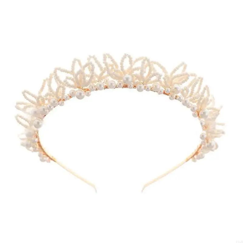 

Lightweight Metal Pearls Bead Hairband Adjustable Bridal Headpiece Prom Occasion