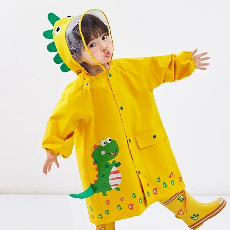 

New Cute Dinosaur Polyester Baby Raincoat Outdoor Waterproof Rain Coat Children Impermeable Poncho Boy Girl Rain Jacket Gift