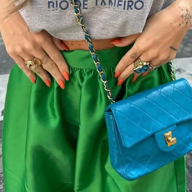 

Атласная длинная юбка с высокой талией, простая юбка-зонтик для поездок на работу, однотонная длинная юбка из другого материала