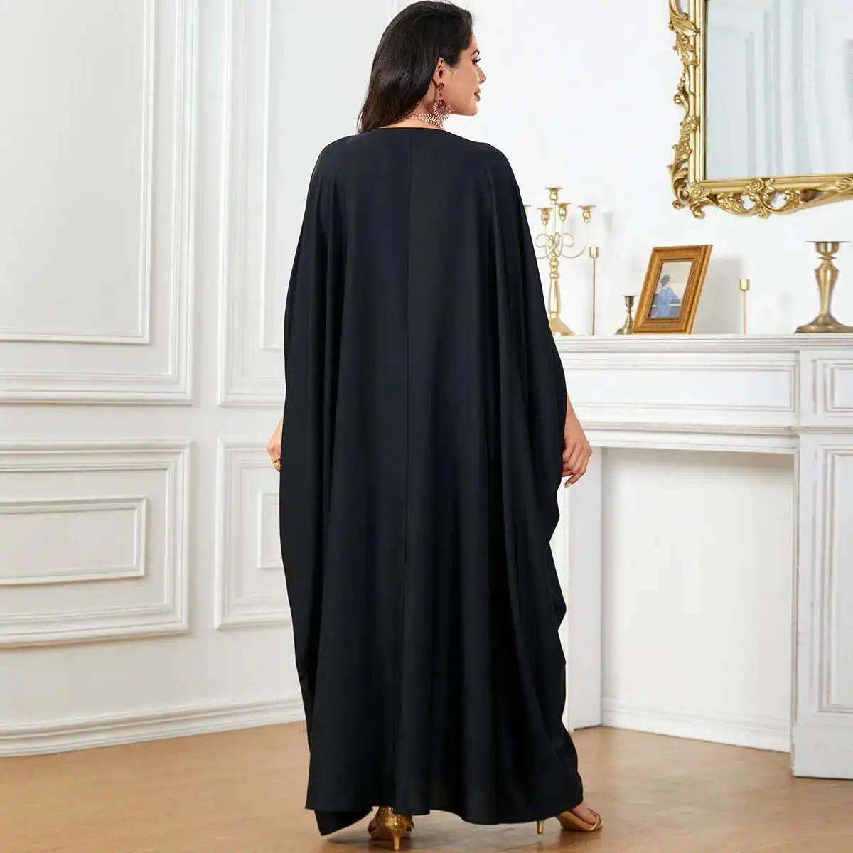 4044 mode ample dubaï femmes Robe longue manches chauve-souris Robe musulmane grande taille Robe Abaya Ramadan dubaï luxe Islam élégant