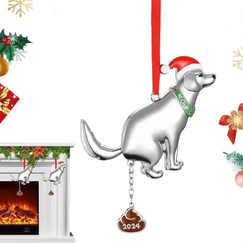 Dog Pooping Ornament Christmas Decoration Ornaments Christmas Tree Ornaments 2D Acrylic Holiday Ornaments For Christmas Tree