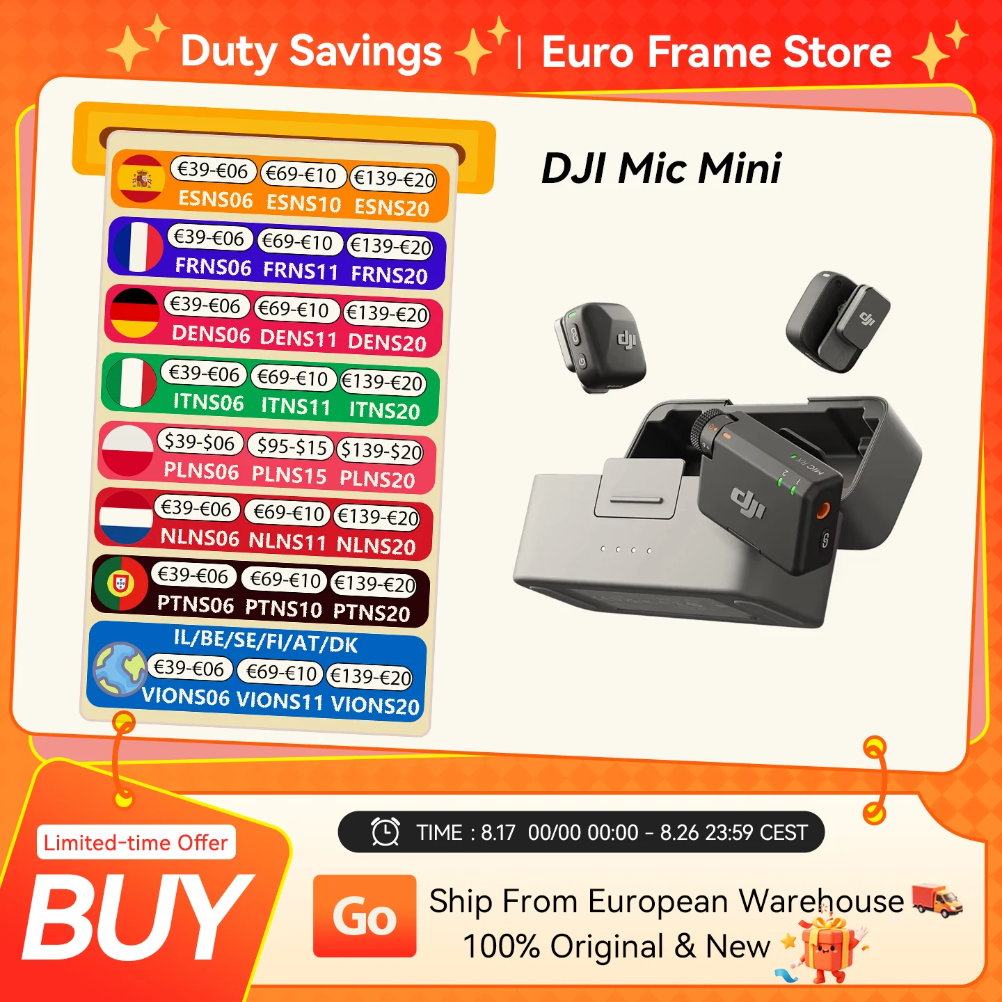 Microphone sans fil DJI Mic Mini (2 émetteurs + 1 récepteur) / (1 émetteur + 1 récepteur) avec suppression intelligente du bruit et audio de haute qualité