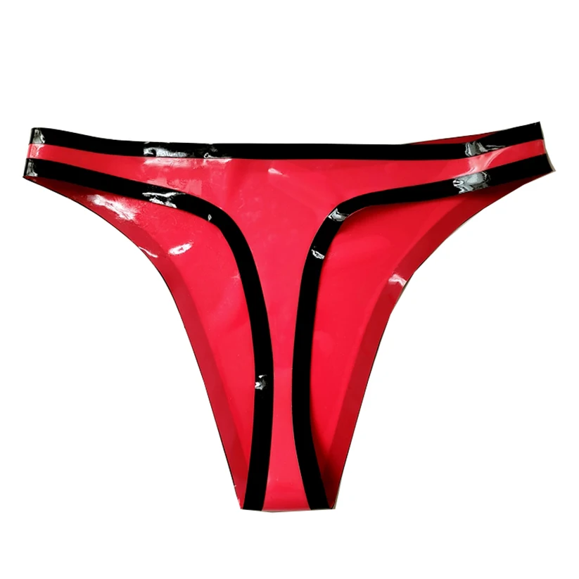 Sexy Natural Latex Women Briefs Transparent Clear and Black Rubber Thong XXXL Custom Made T-back Handmade Underwear  RPW004