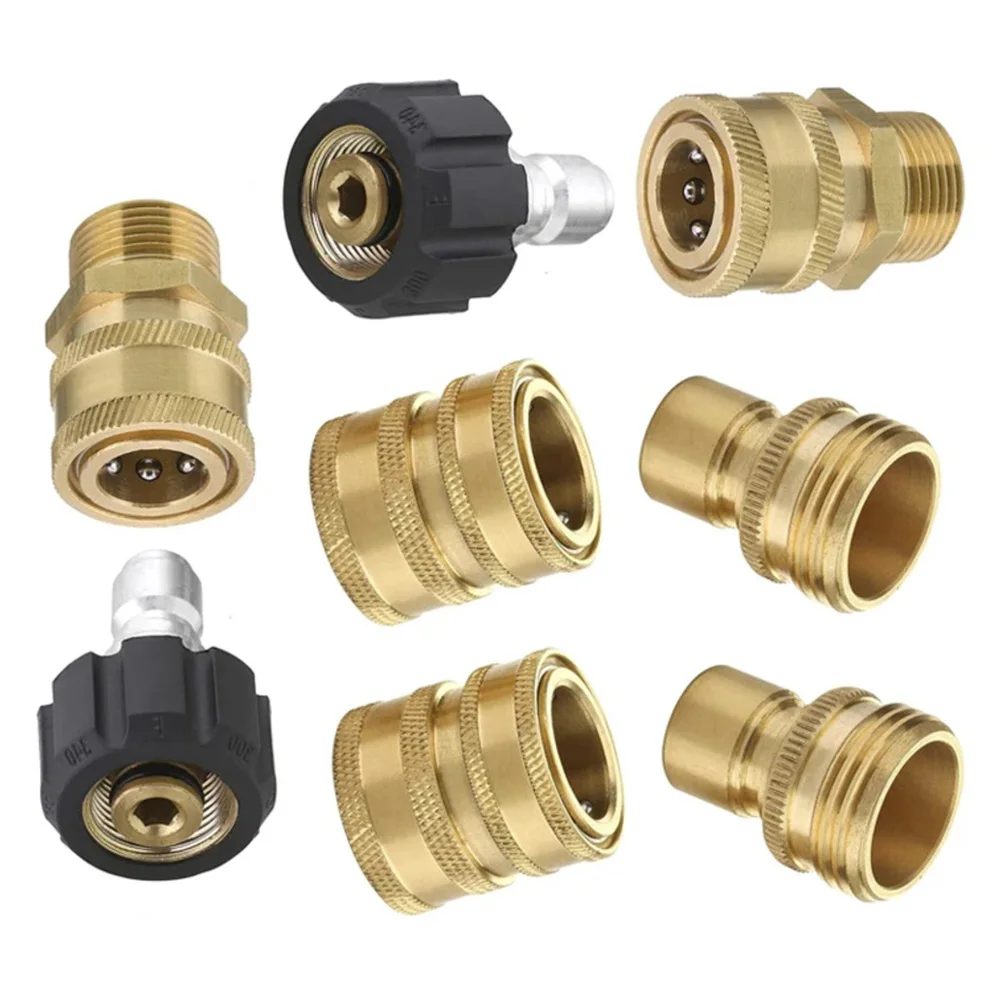 

Stainless Steel Pressure Washer Adapter Kit with 8 Quick Connectors Designed for Up to 5000 PSI Leak Connections