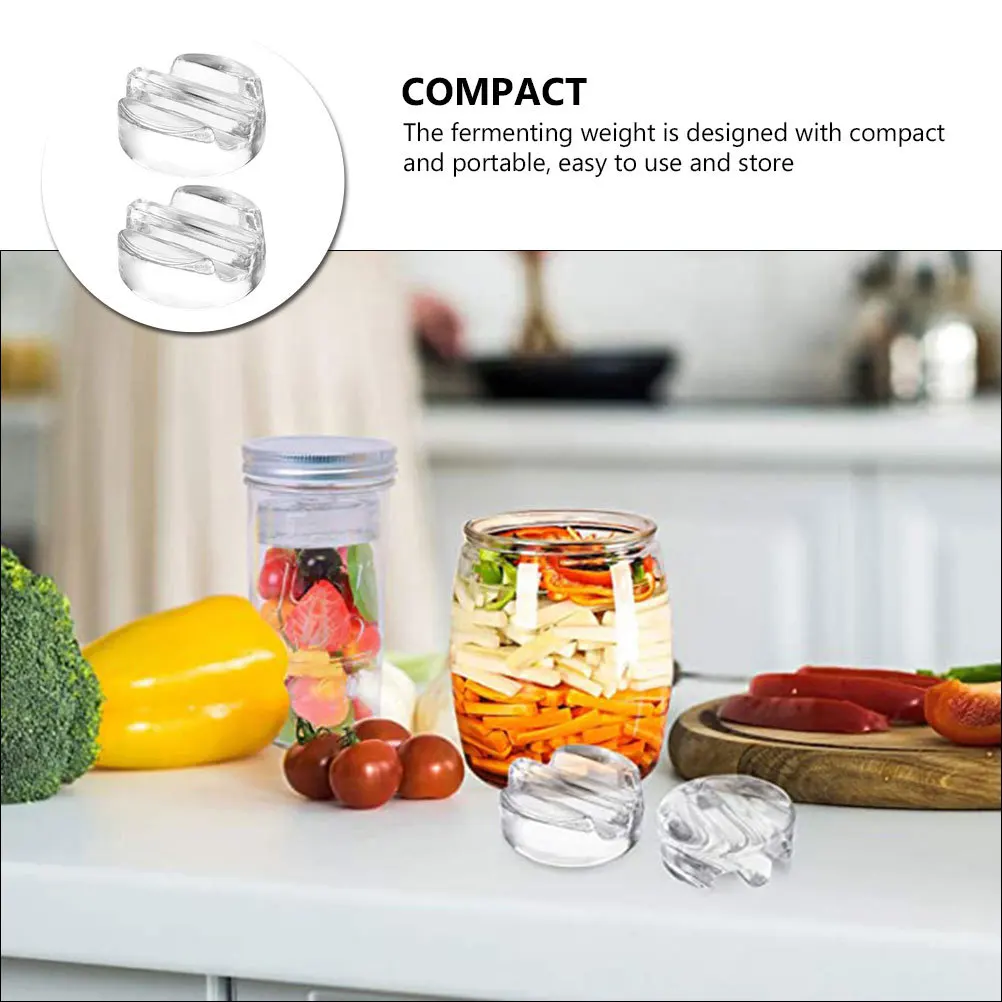 

2 шт., стеклянный вес для ферментации, компактный портативный инструмент для маринованных банок для банок с широким горлышком, безопасные многоразовые крышки для ферментации