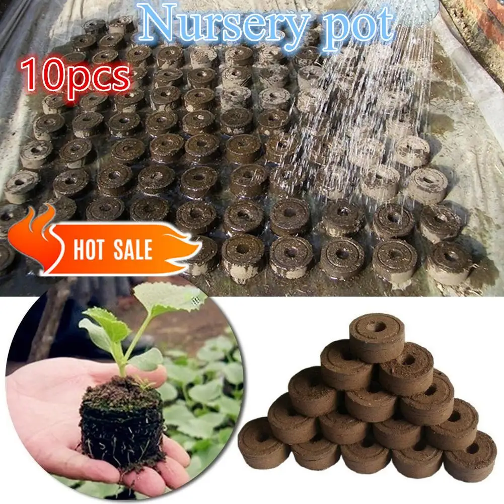 10pcs  Fertilizer Nutrient Peat Discs Seedling Soil Block Compressed Nutrient Block Seed Maker Greenhouse For Plant Growin