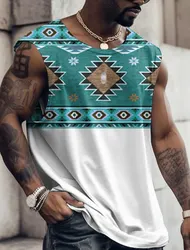 Men's Vest Top Print Tribe Sleeveless T-Shirt Crewneck Clothing 3D Printing Daily Exercise Fitness Fashion Design 2Xs-6Xl