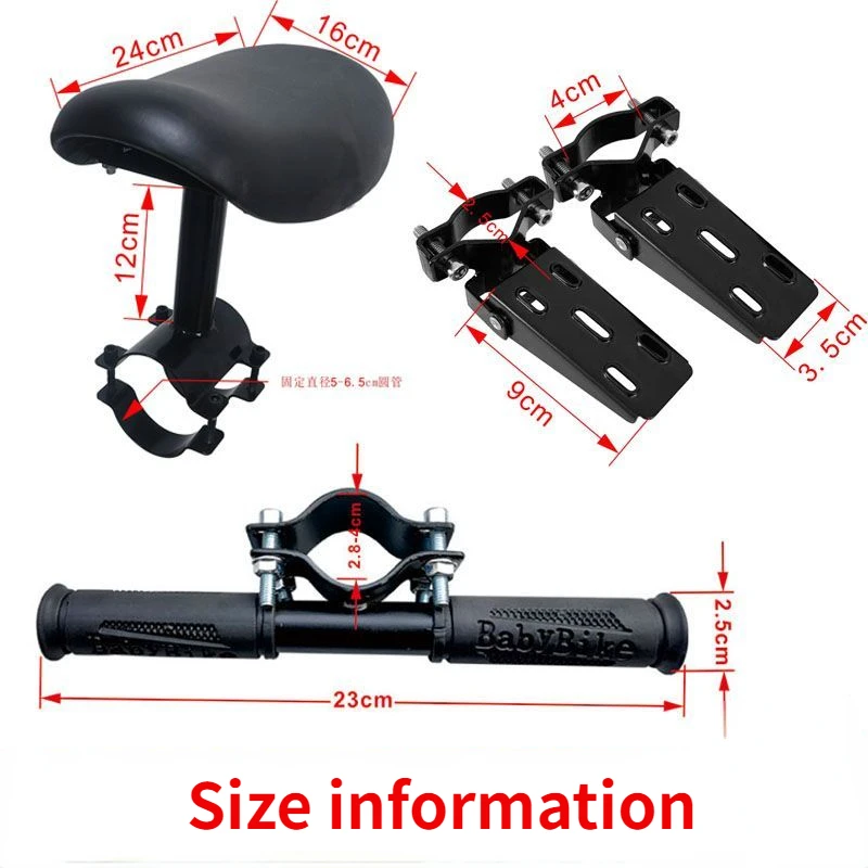 Bicycle Child Seat with Armrests and Pedals Electric Bicycle Front Crossbar Child Seat for Xiaomi S1 Bicycle