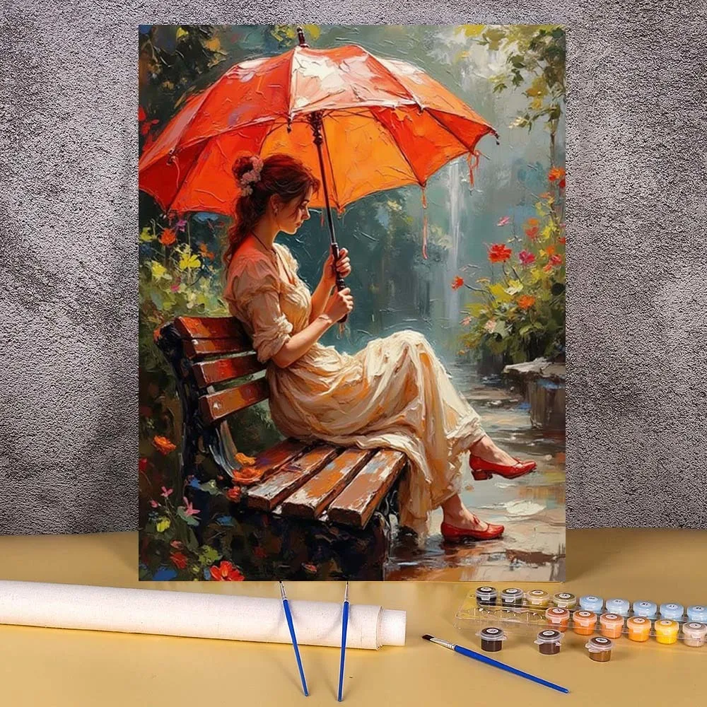 

Paints By Numbers Landscape Umbrella Girl On Canvas Easy Handicraft Wall Art Picture Paintings For Living Room Home Decor