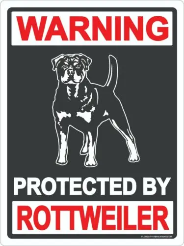 

Warning Protected by Rottweiler 9"x12" Sign Metal Dog Dogs