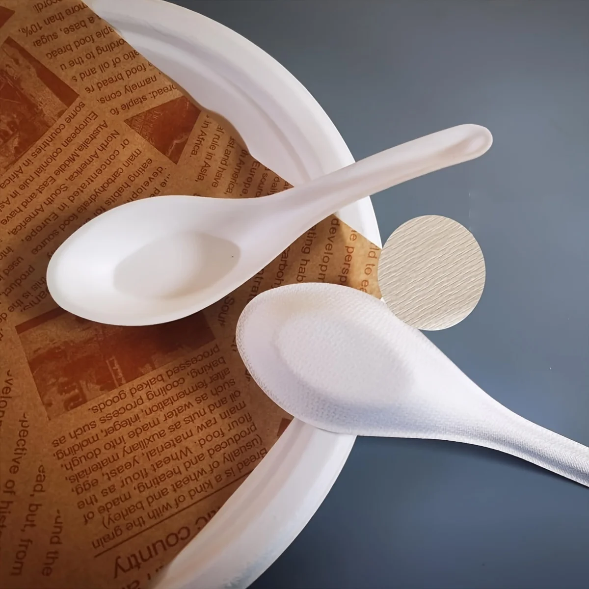50/100 Disposable 5inch Sugarcane Fiber Soup Spoons, Dinner Spoons, Natural Compostable Tableware, Breakfast Dessert Oatmeal Spoons, Disposable Soup Spoons, Sugarcane Fiber Spoons, Healthy and Durable, Asian Style Tasting Spoons, Suitable for Takeaway Ramen, Vietnamese Pho, Noodles