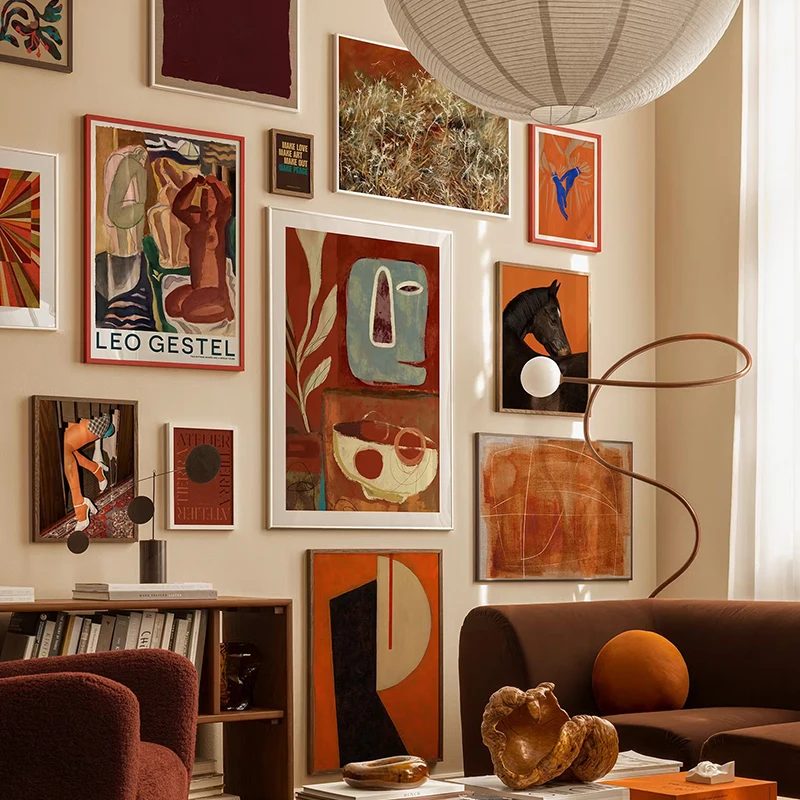 Vintage Abstract Geometry Revival Gallery Canvas Wall Art Print Poster Mural for Living Room Bedroom Office Wall Decor Gift