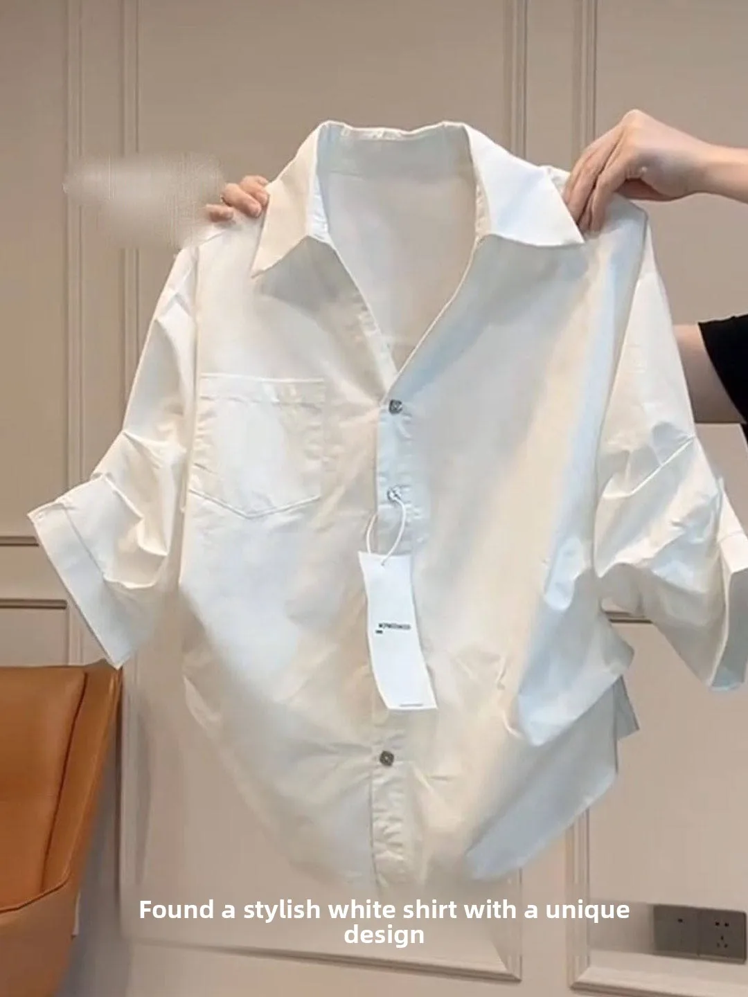 

Французская асимметричная плиссированная блузка с завышенной талией, белая, женская, весенняя, для офиса, с рукавом три четверти