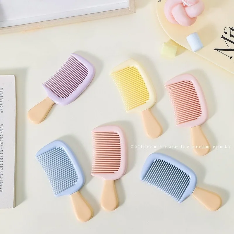 Mini Ice Cream Hair Comb Wide Tooth Detangling Brush Girls Portable Travel Comb for Long Hair Cute Student Hairbrush for Kids,