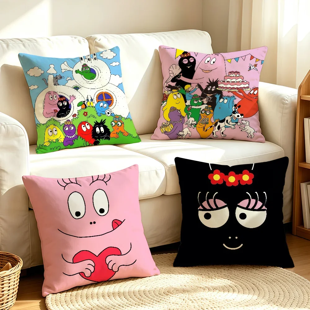Cartoon B-Barbapapa-S cushion cover Soft Smooth Hidden Zipper Washable Decorative Couch Office Housewarming Gift