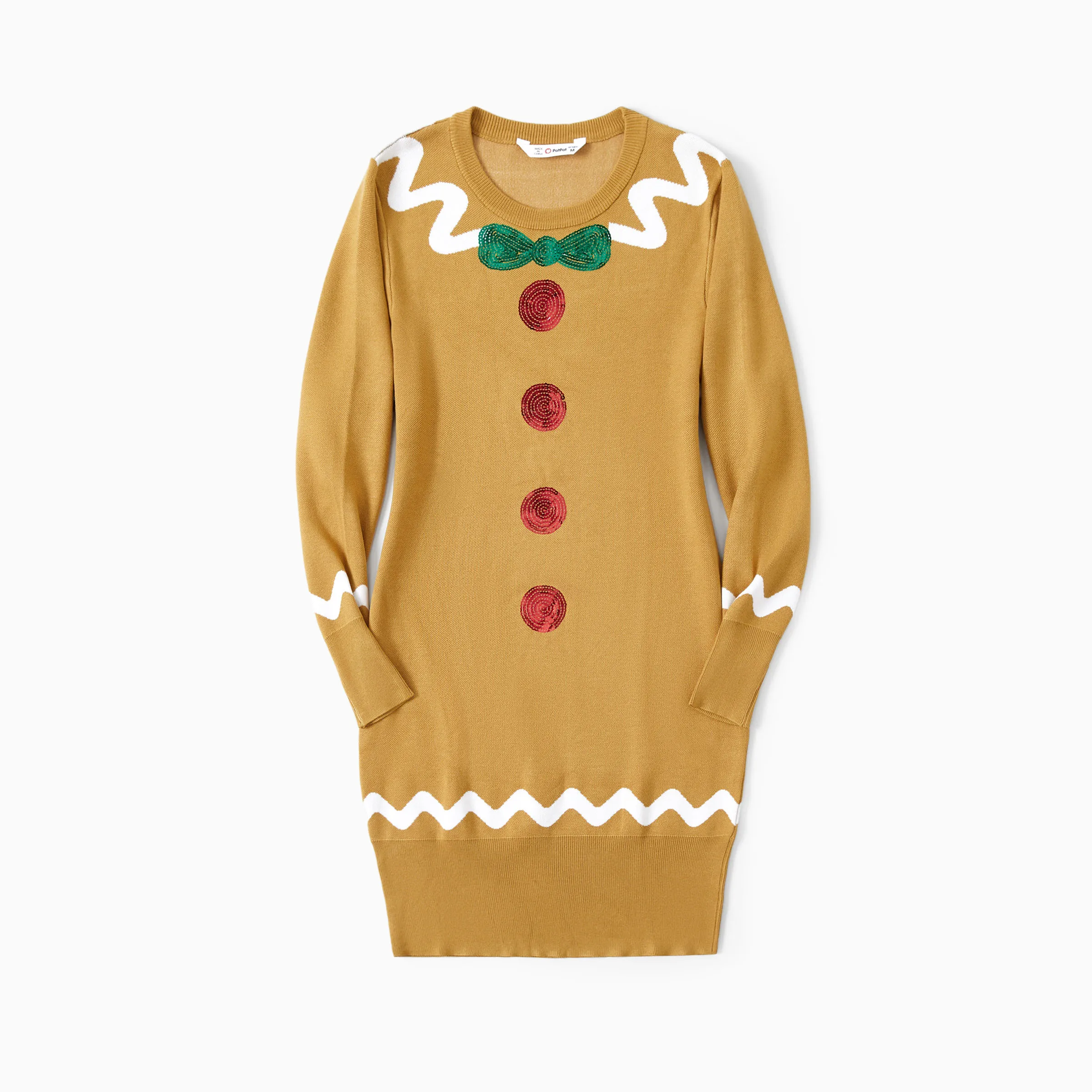 PatPat Christmas Knitwear Sweater Family Matching Whimsical Gingerbread Man Sequin Embellishment