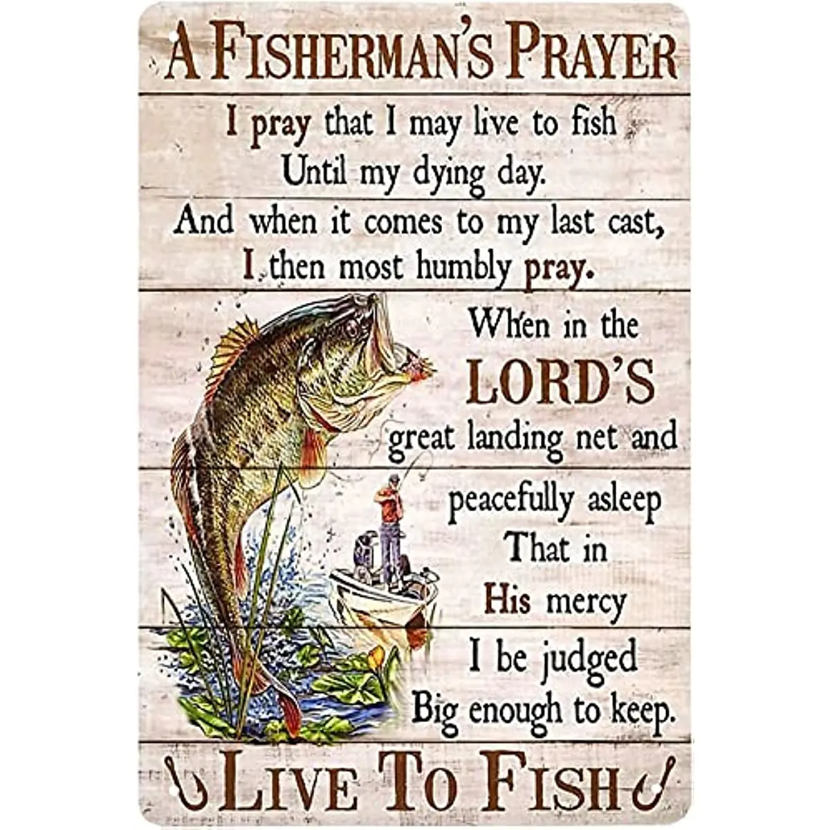 Рыболовный декор, молитва для рыбаков, Живая рыба, винтажный металлический знак для дома, бара, кафе, пещера, кухни, фермы, гаража, магазина, ванной