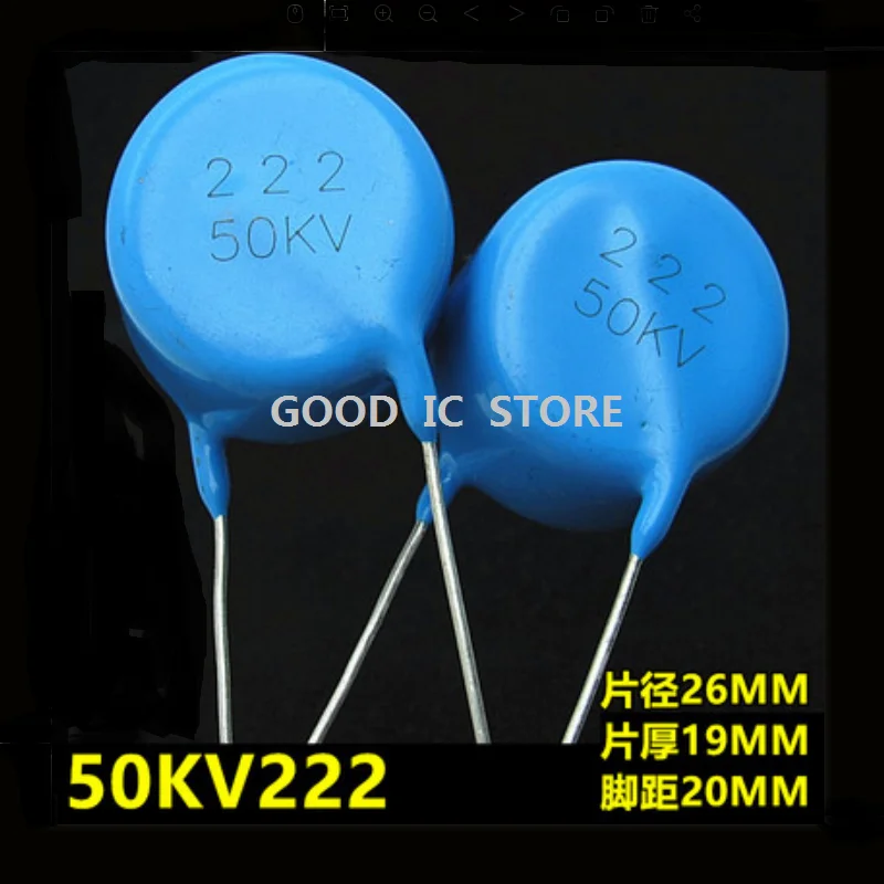 10PCS New  original 2.2NF 20KV porcelain dielectric 222 15KV 10KV 6KV 4 3kv 2 1kv 2200pF high-voltage porcelain capacitor blue