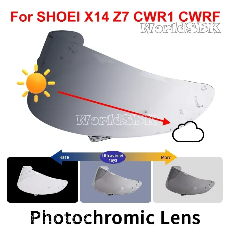 Soczewki fotochromowe z osłoną przeciwsłoneczną do SHOEI X14 X-14 Z7 NXR CWR1 CWR-1 RF1200 RF-1200 Xspirit3 X-Spirit III X-Fourteen RYD CWR-F