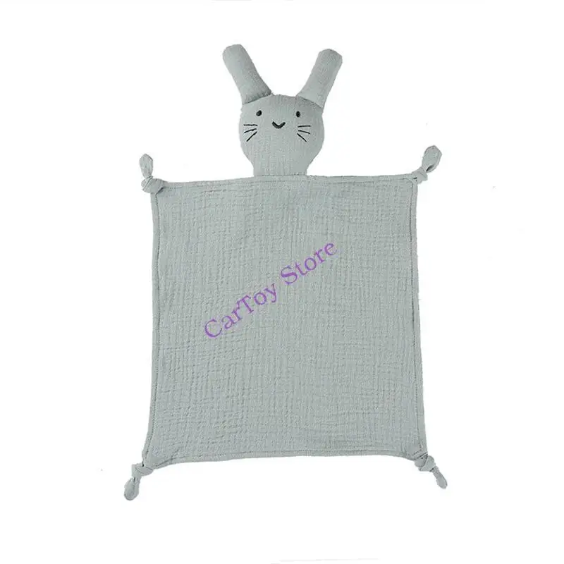 

634F Baby Security Blanket Soothe Appease Towel Soft Cotton Gauze Animal for Cat for Doll Teething Bib Infants Comfort Cuddli