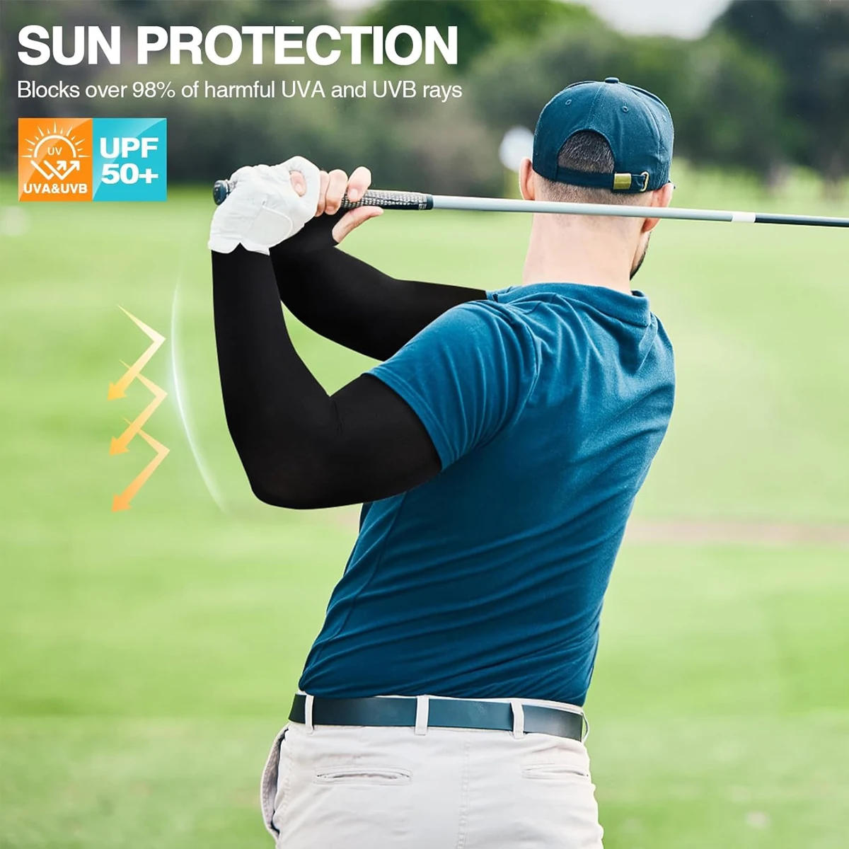 Men and Women Sun Protection Cool Arm Sleeves Compression Sleeves for Soccer Golf Cycling