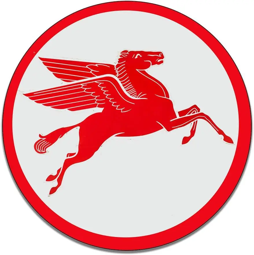 

Рекламная надпись Mobilgas Pegasus, автомагнитола с масляным двигателем, бензином, нефтяными продуктами, гаражными знаками, металлический Винтажный стиль D