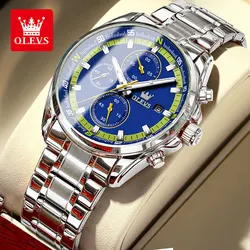 OLEVS Exclusive Original Men's Watches Chronograph Luminous Dial Fashion Waterproof Stainless Steel Wristwatch for Men TOP Brand