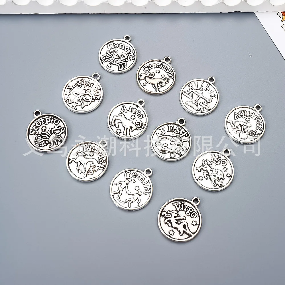 

Маленькие ювелирные аксессуары с подвесками в стиле ретро «сделай сам», популярные круглые подвески из сплава «12 зодиака», модные подвески для одежды