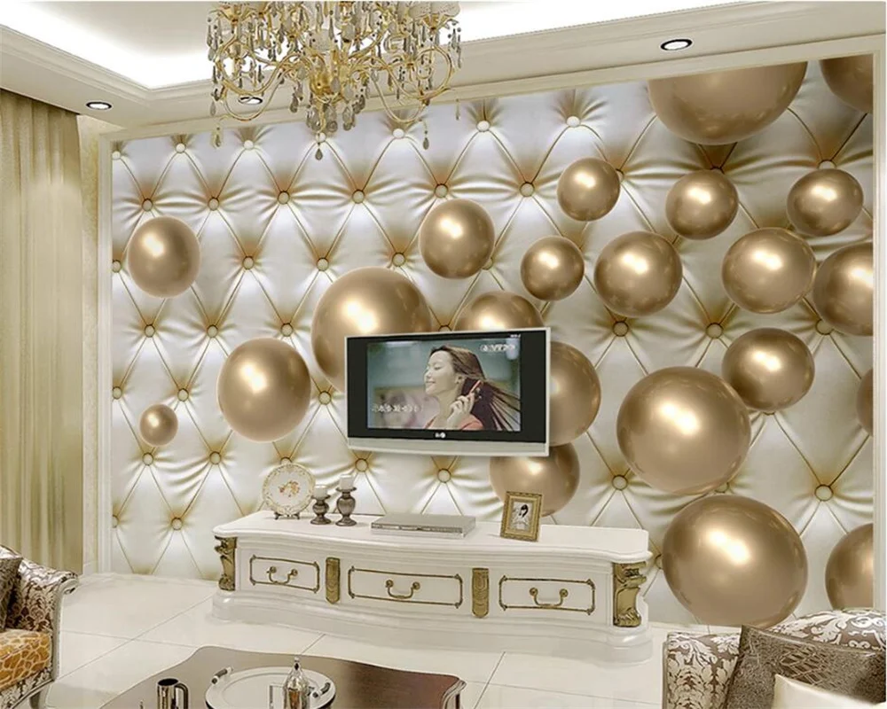 Custom wallpaper fashion 3d metal spherical soft bag modern TV background wall living room bedroom wallpaper 8d papel de parede