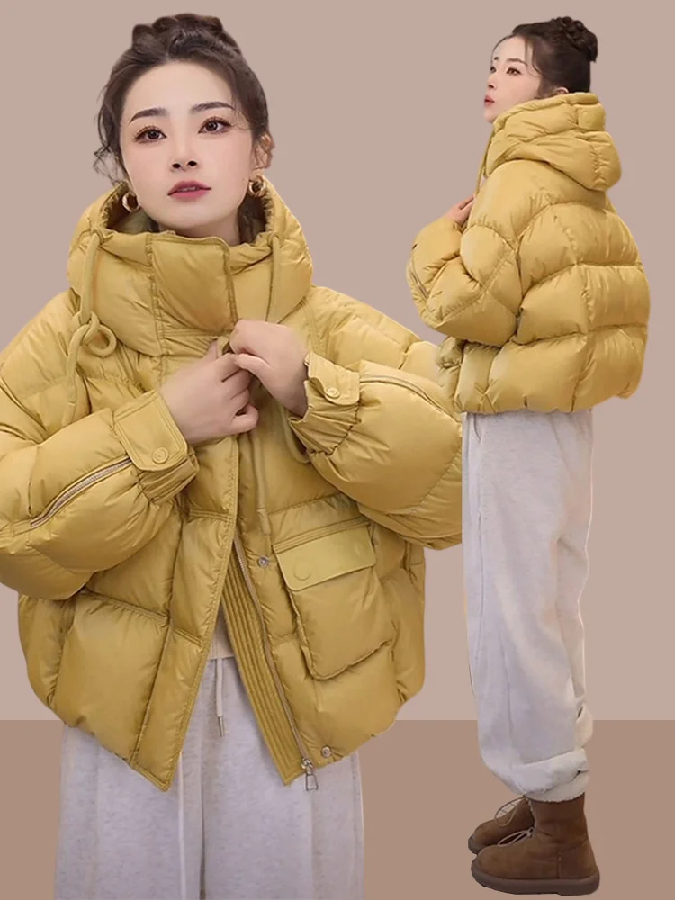 Fashionable Thickened Cotton Jacket Women's Short Style Winter Outerwear Korean Version Loose Fit Zipper Closure  Color