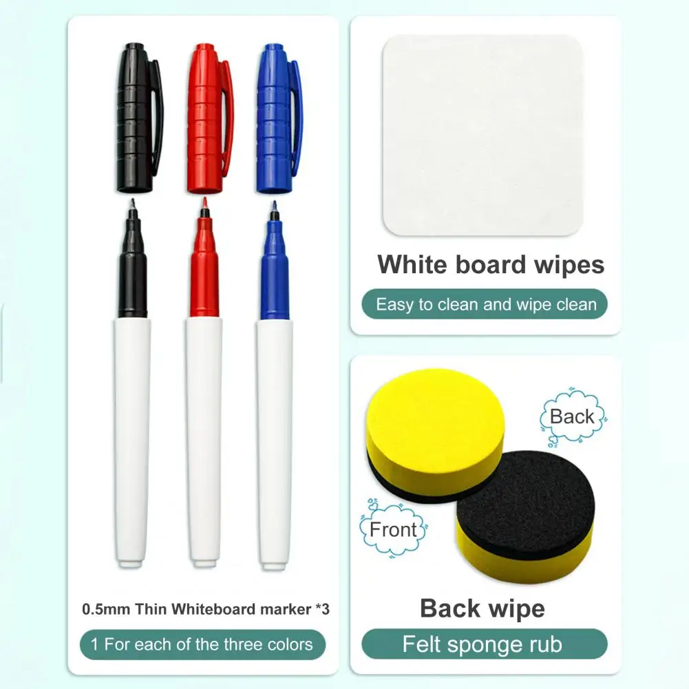 Bloc de notas A5 de larga duración para estudiantes, tablero de escritura con marcador, tablero de mensajes ecológico, suministros de oficina reutilizables, 1 Juego