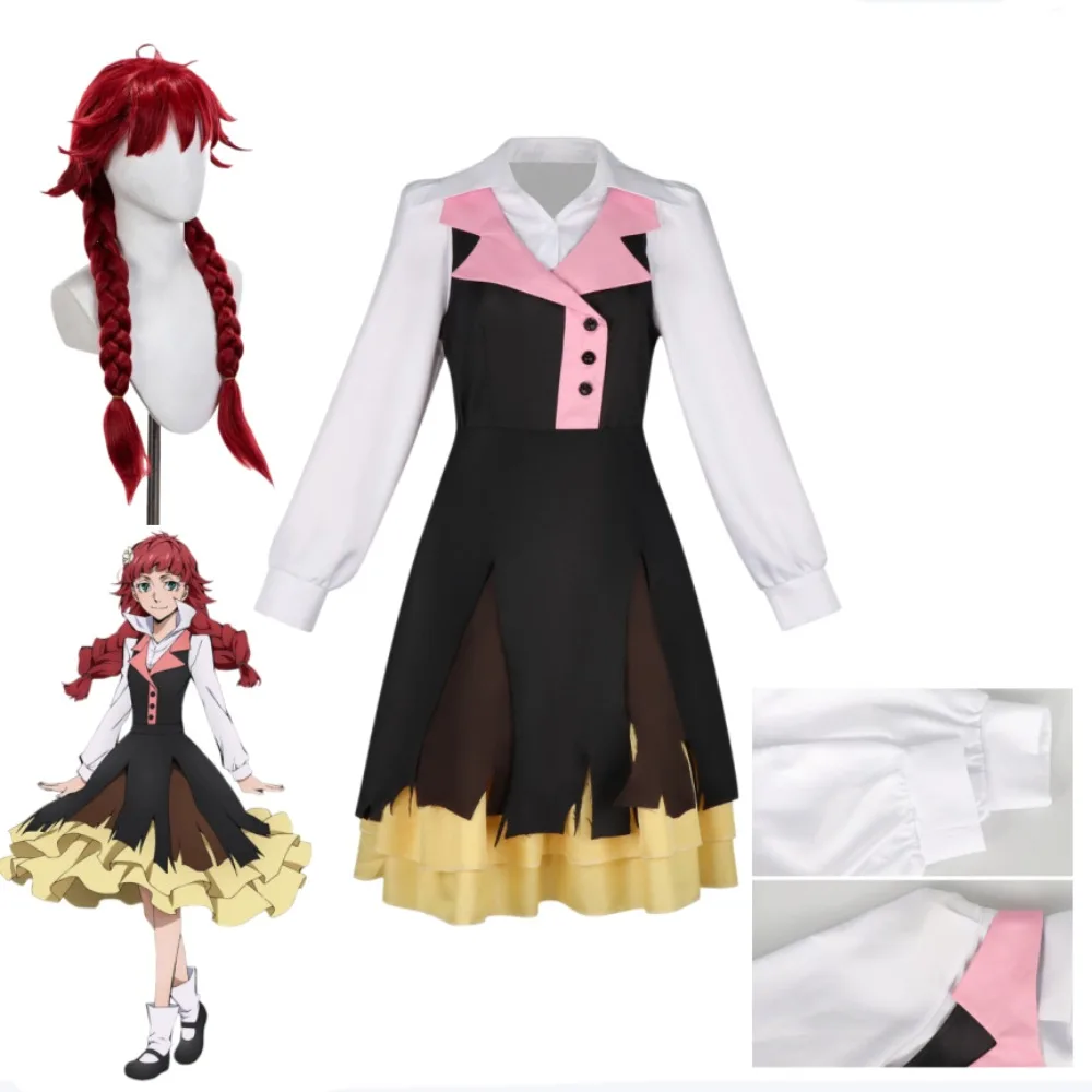 

Bungo Stray Dogs Lucy Maud Montgomery Cosplay Full Set Black Dress with Wig Accessories Classic Anime Stage Performance Outfit