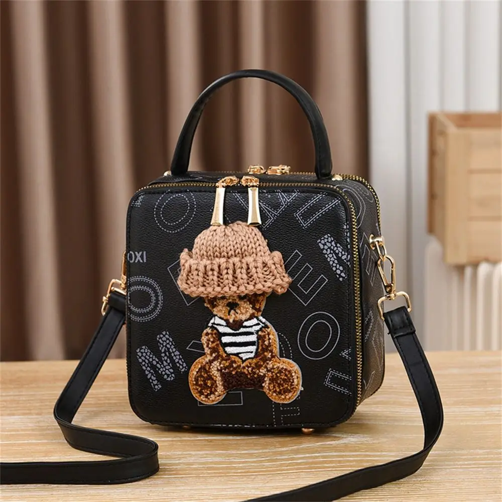 Cute Cartoon Bear Shoulder Bags Simple PU Leather Crossbody Bag Messenger Bag Women Female