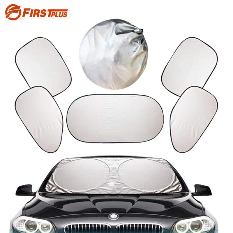 Silver Auto Sun Visor Car Front Rear Windshield Side Window Blinds Sucker Mount Sunshade Curtain Car Styling Covers